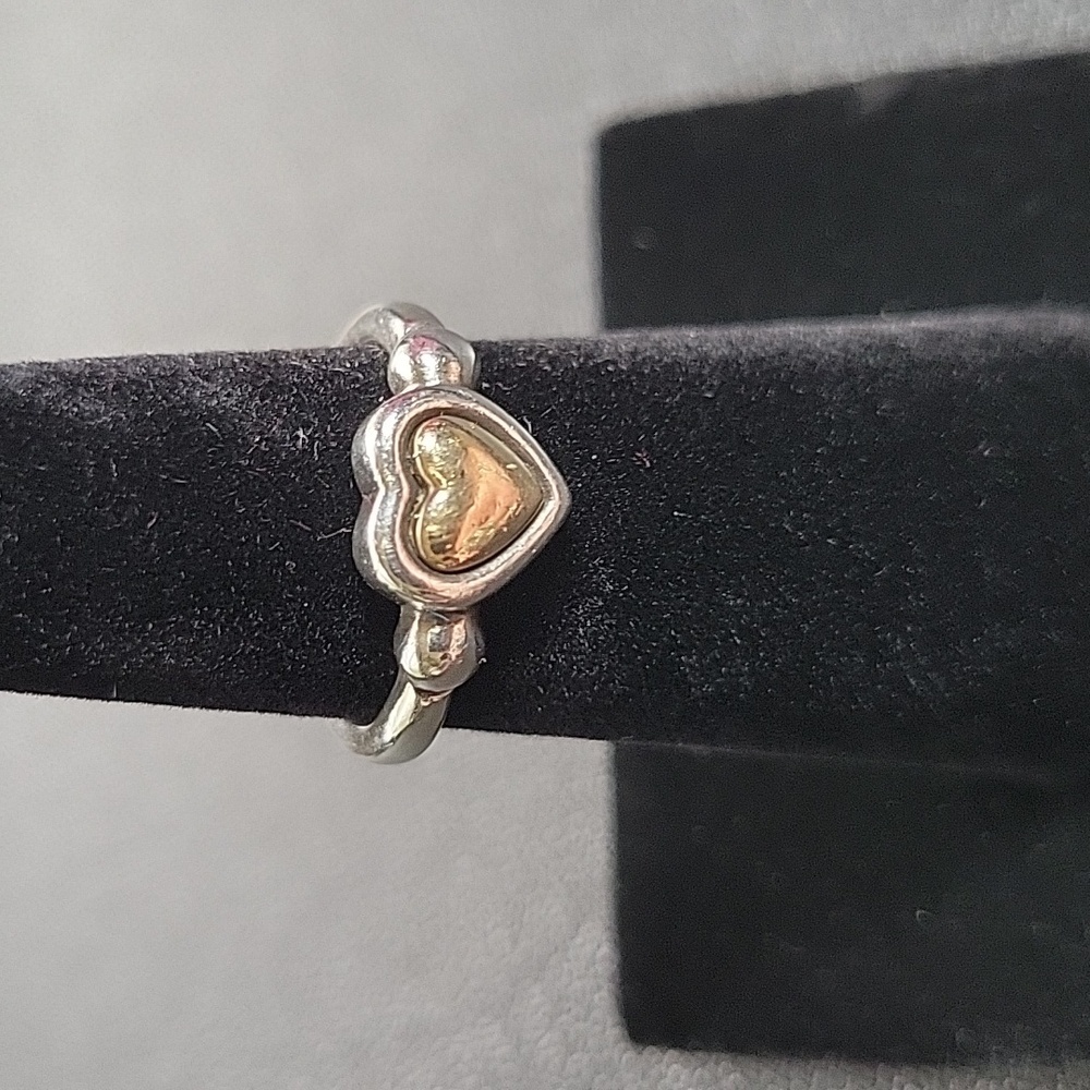 James Avery Retired True Heart Sterling Silver 925 & 14k Gold Ring SZ: 5.5 - Picture 3 of 8